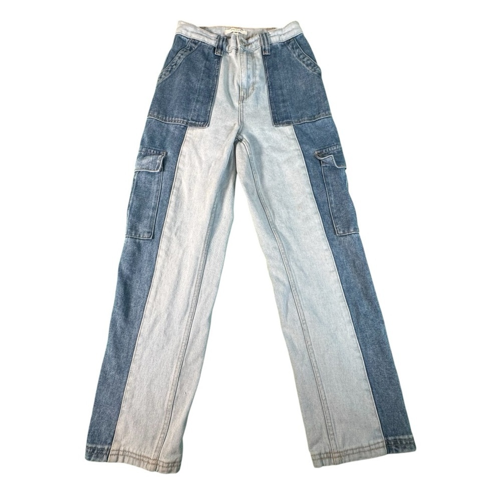PacSun Cargo Jeans Womens Size 26 Two Tone Denim Wide Leg Y2K Utility Pants